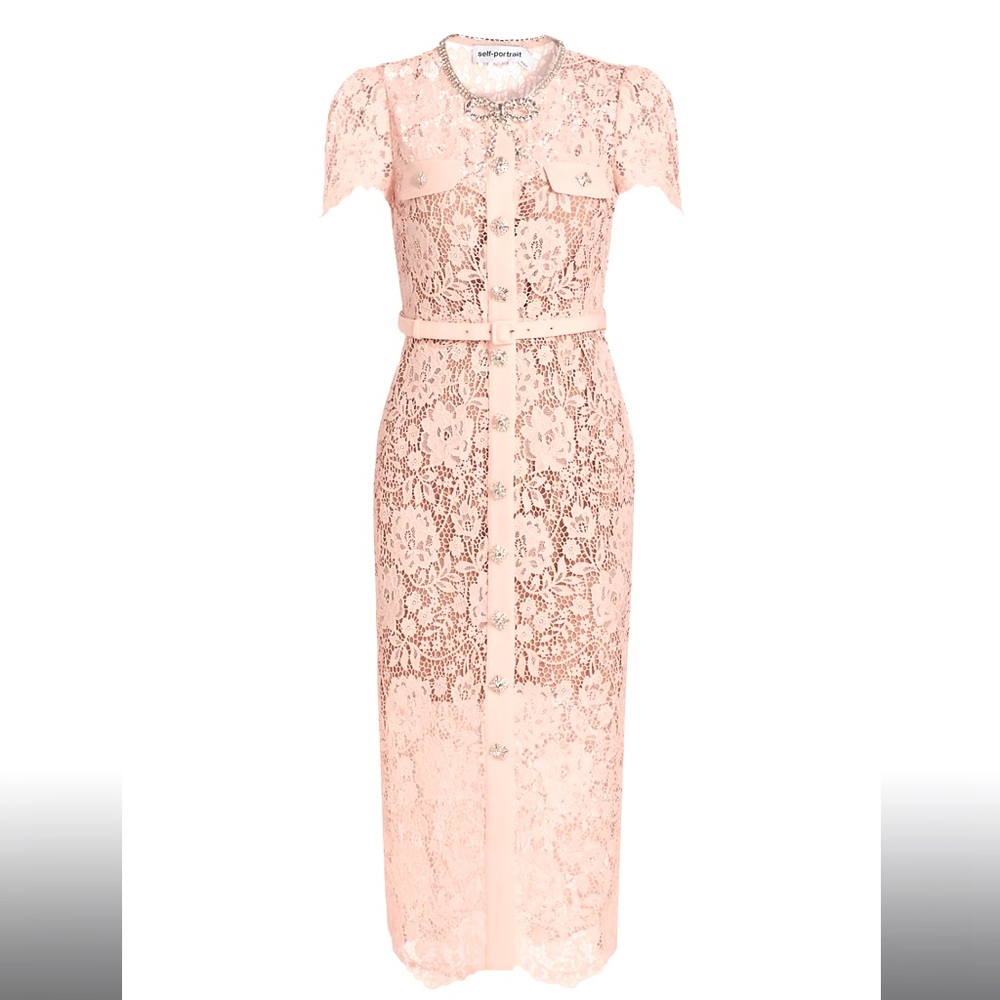 Self Portrait lace embellished Bow Midi Dress